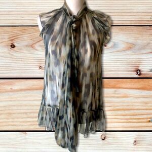 Elegant Sheer Leopard Print Blouse